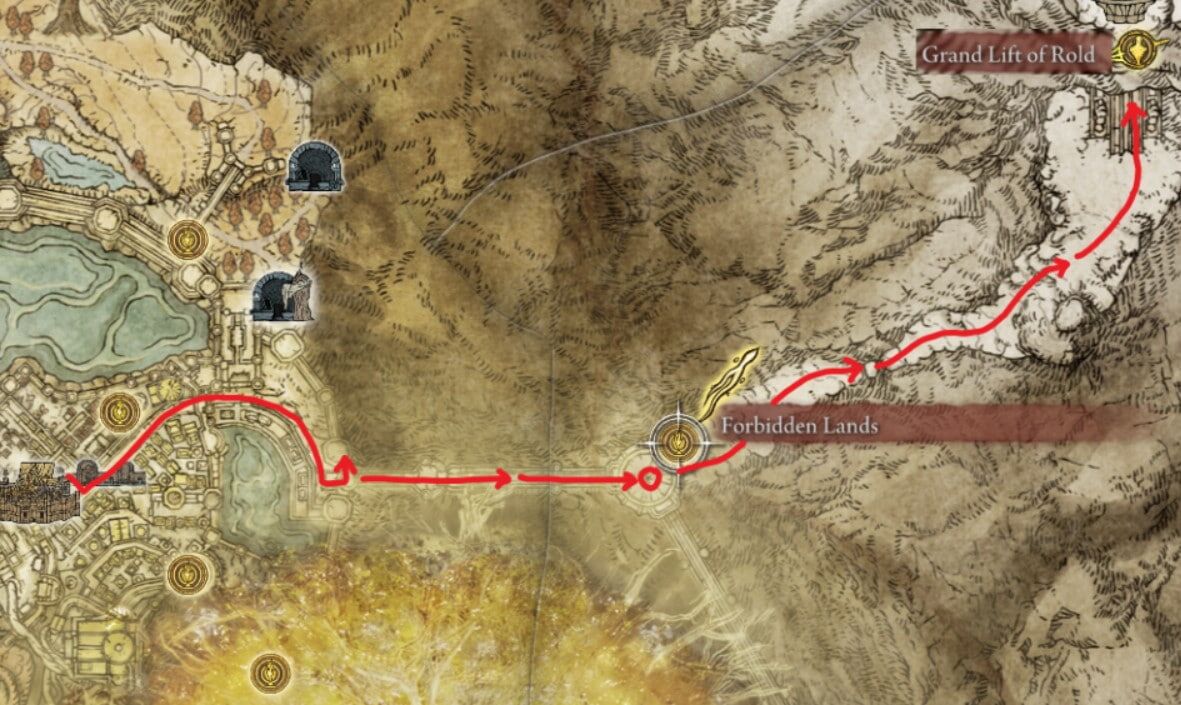 Grand Lift of Rold location map in Elden Ring
