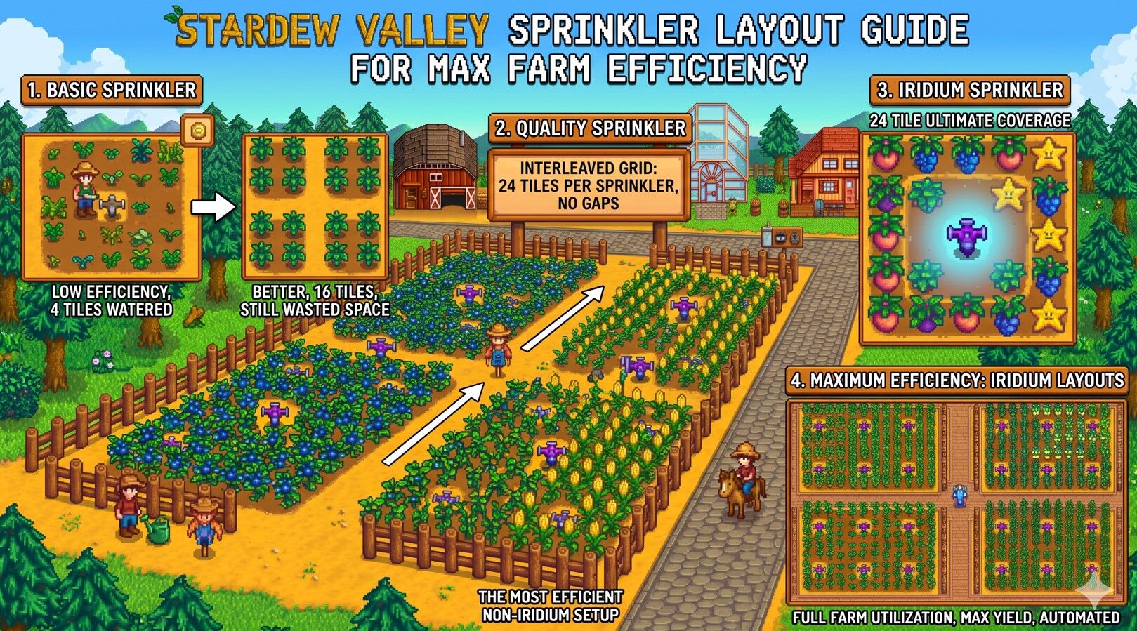 Stardew Valley Sprinkler Layout Guide for Max Farm Efficiency